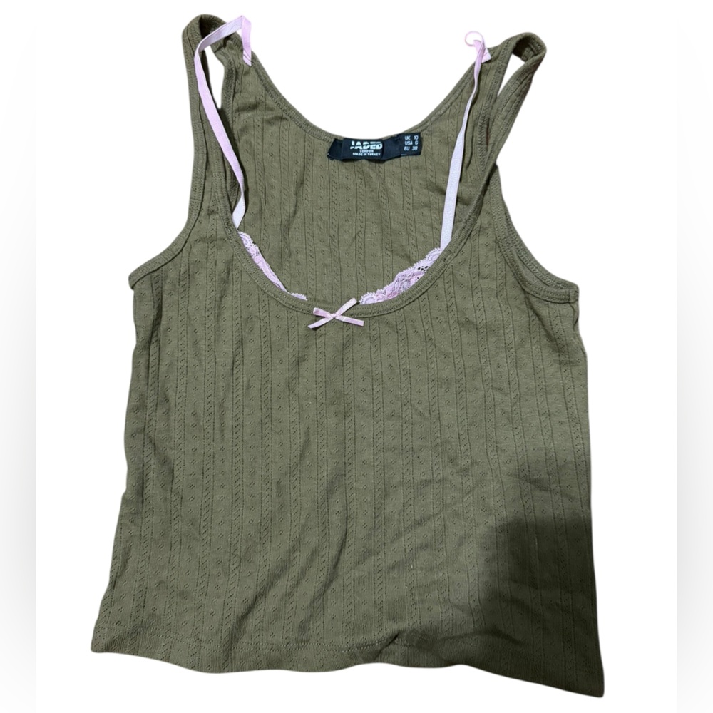 Jaded London Green Sleeveless Crop Tank Top